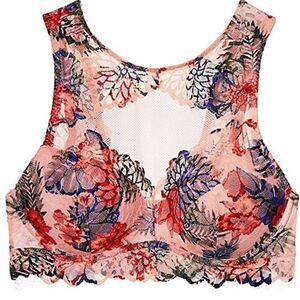 Victorias Secret Pink Push Up Padded High Neck Mesh Lace underwire bralette bra